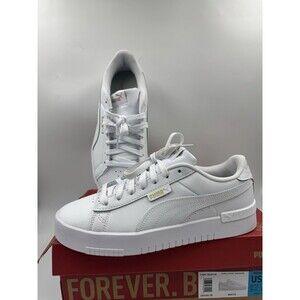 PUMA Court Sneaker, White, Women's Casual Low Top Leather Shoes Size 10